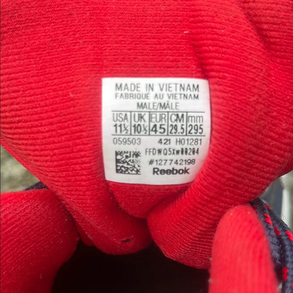 Reebok Question Mid USA Size 11.5 Navy and Red Athletic Sneakers - Picture 6 of 9